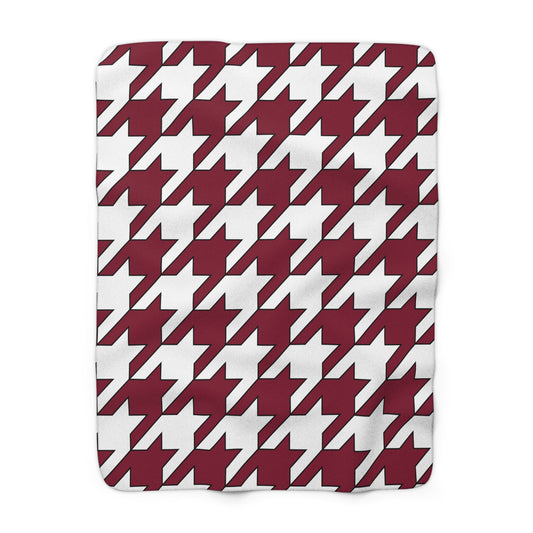 Claret, White Retro Houndstooth Blanket Throw