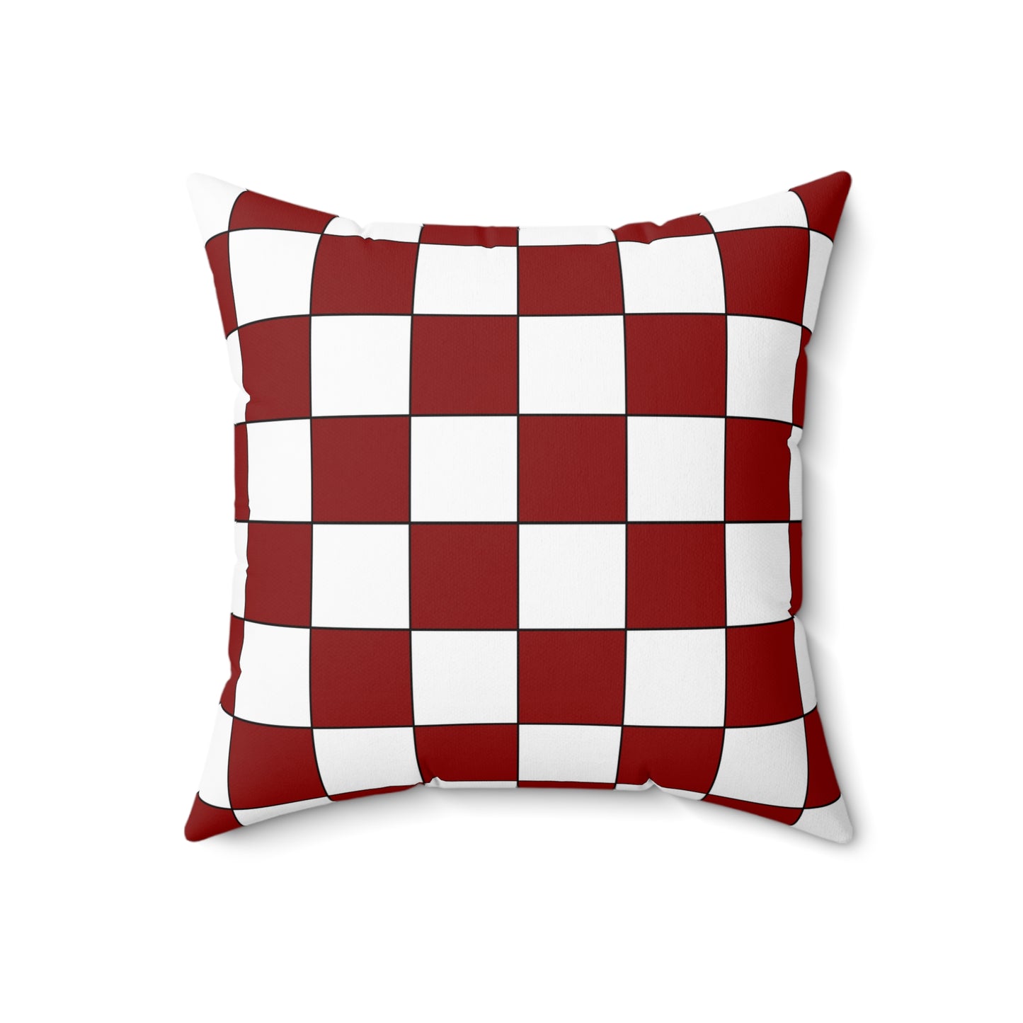 Dark Red, White Retro Check Cushion Pillow