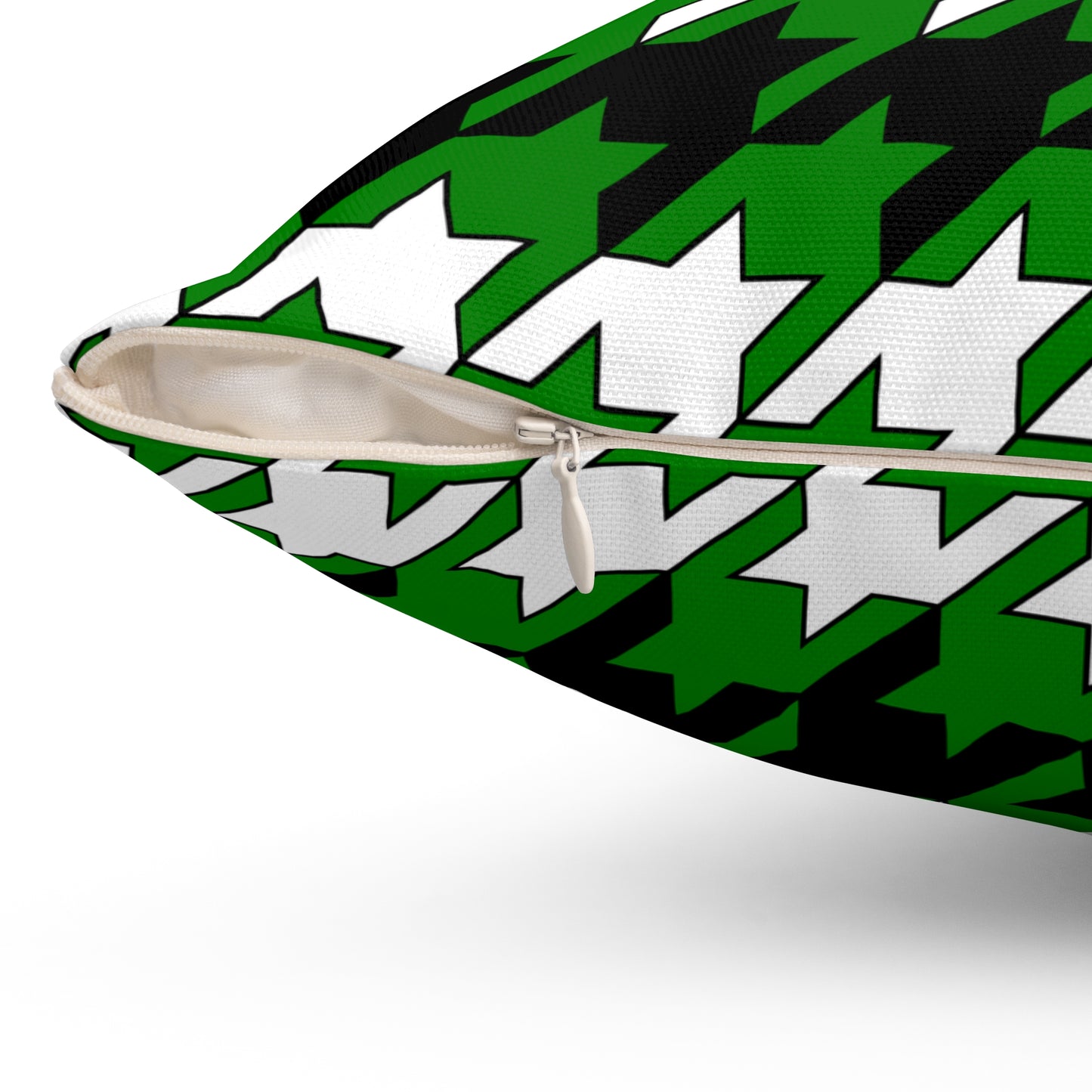 Green, Black, White Retro Houndstooth Cushion Pillow