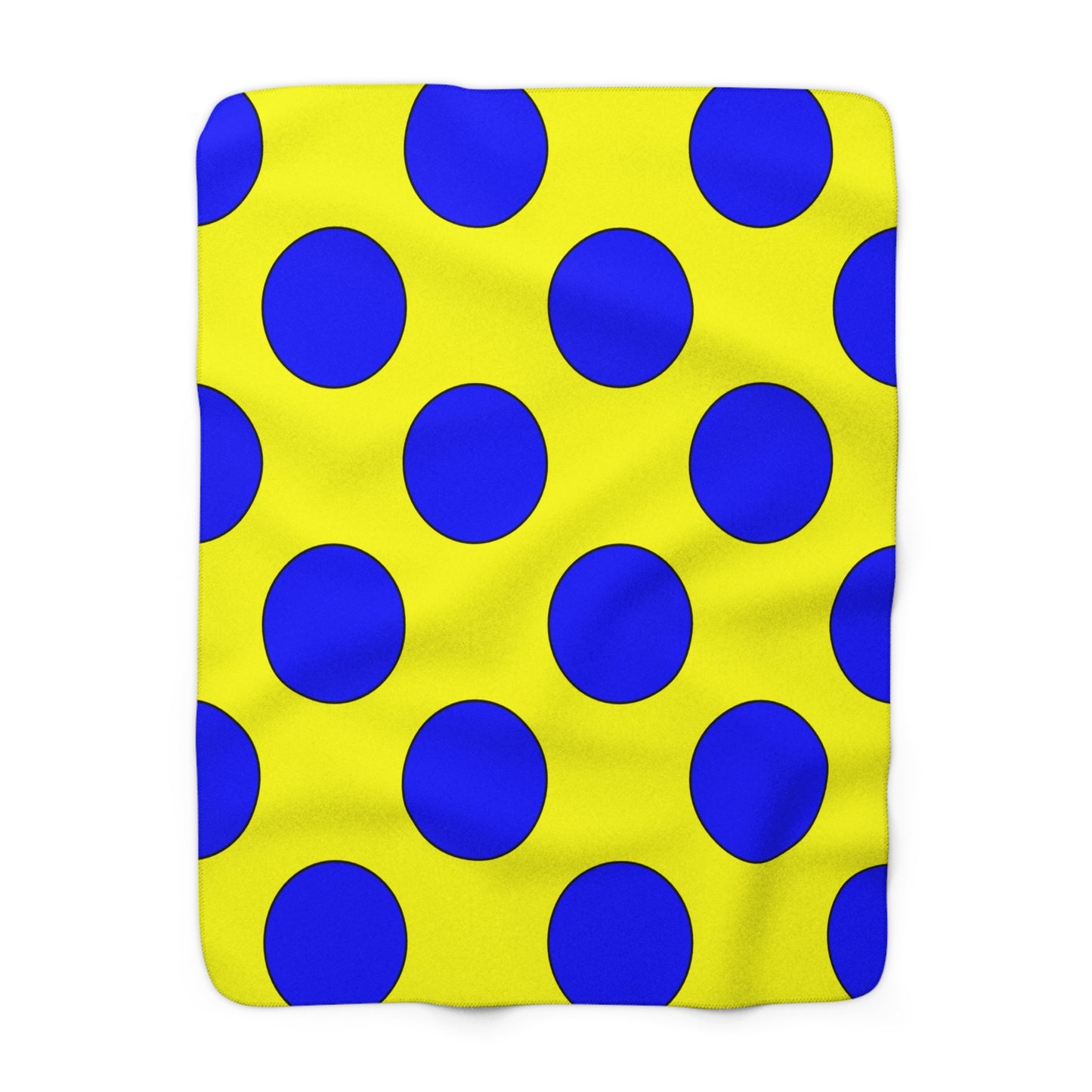 Yellow, Blue Retro Polka Dots Blanket Throw