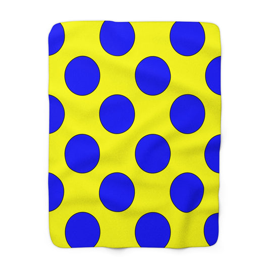 Yellow, Blue Retro Polka Dots Blanket Throw