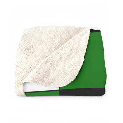 Green, Black, White Retro Check Blanket Throw