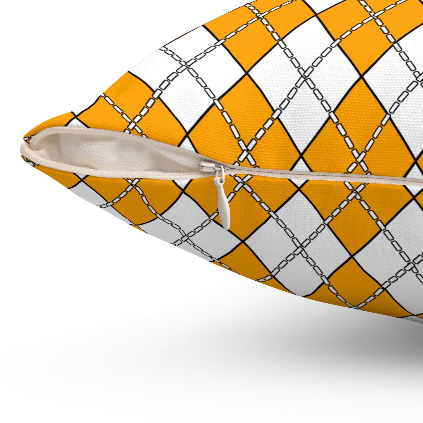 Orange, White Retro Argyle Cushion Pillow