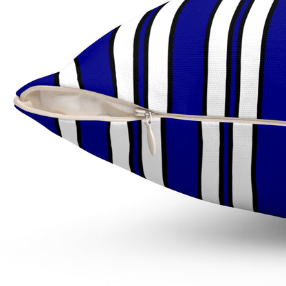 Dark Blue, White Retro Stripes Cushion Pillow