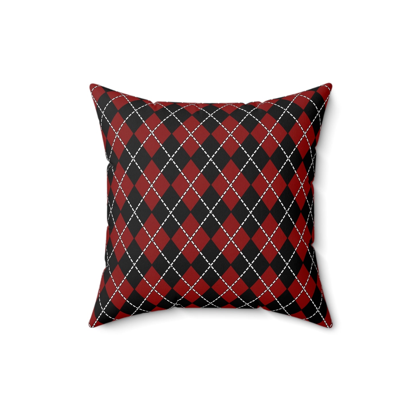 Dark Red, Black Retro Argyle Cushion Pillow