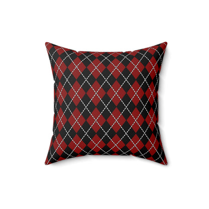Dark Red, Black Retro Argyle Cushion Pillow