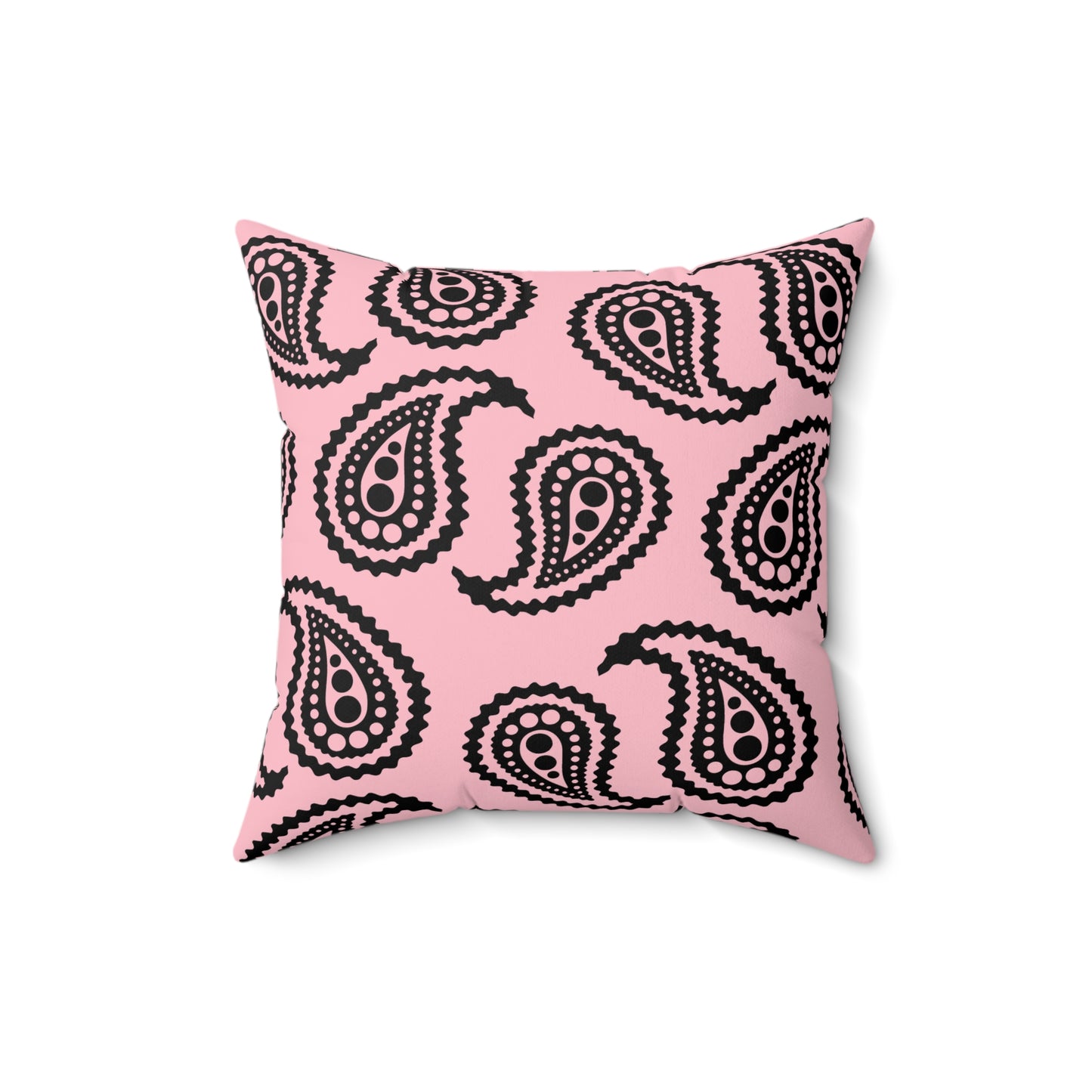 Pink, Black Retro Paisley Cushion Pillow