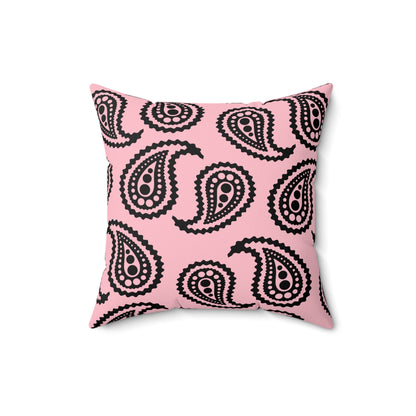 Pink, Black Retro Paisley Cushion Pillow