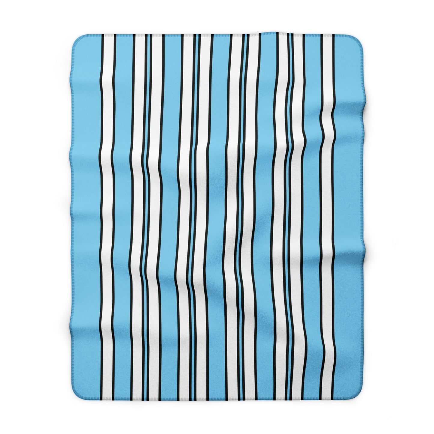 Sky Blue, White Retro Stripes Blanket Throw