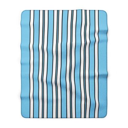Sky Blue, White Retro Stripes Blanket Throw