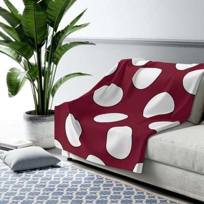 Claret, White Retro Polka Dots Blanket Throw