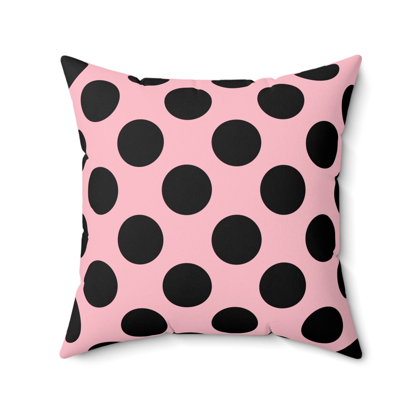 Pink, Black Retro Polka Dots Cushion Pillow