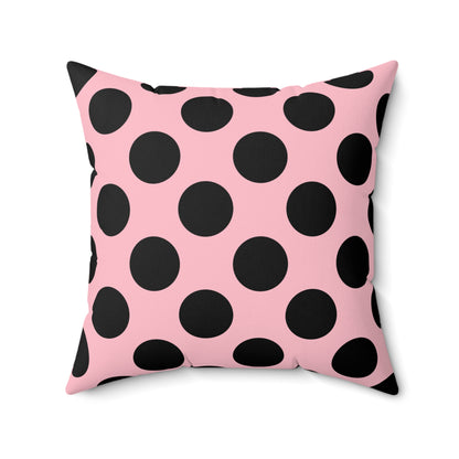 Pink, Black Retro Polka Dots Cushion Pillow