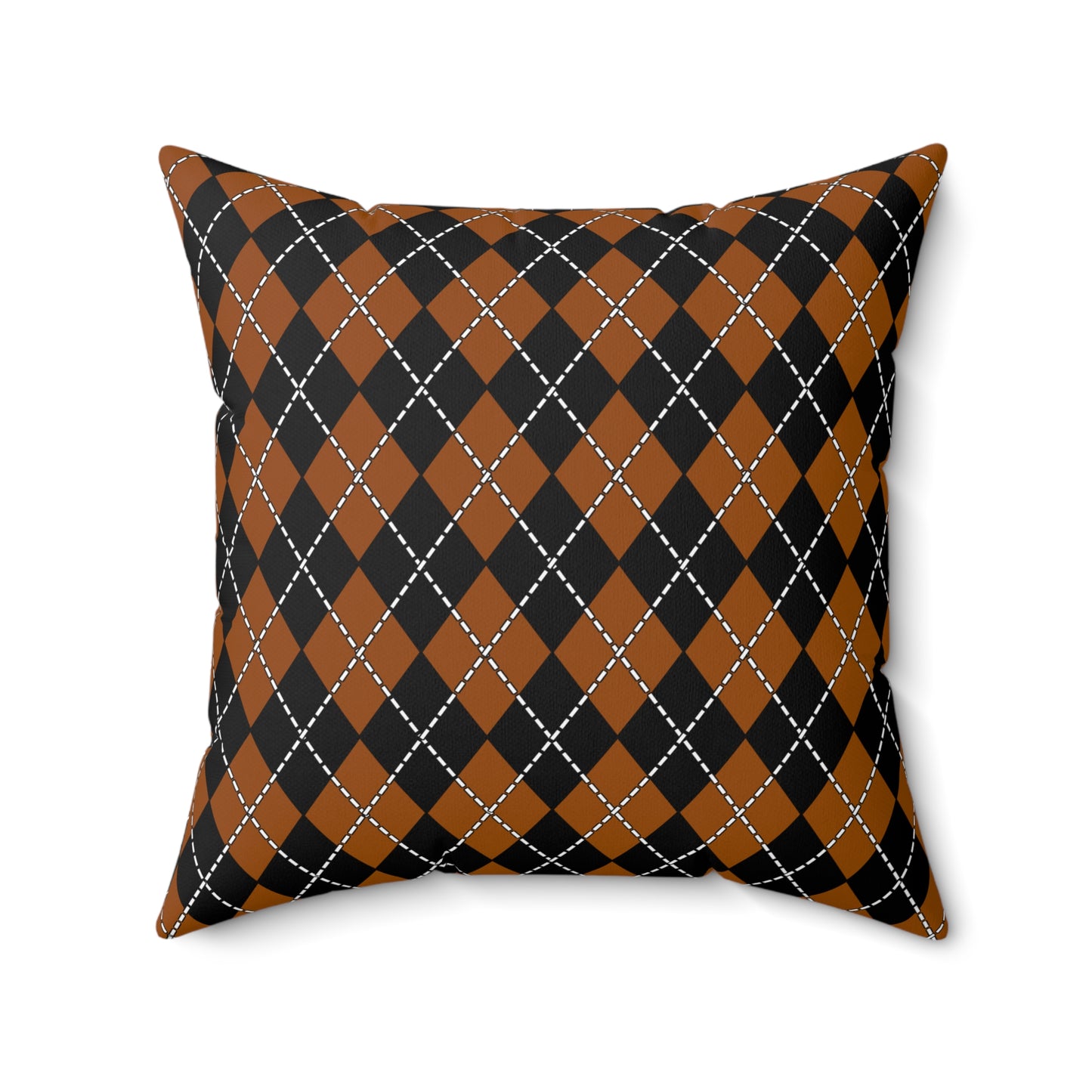 Brown, Black Retro Argyle Cushion Pillow