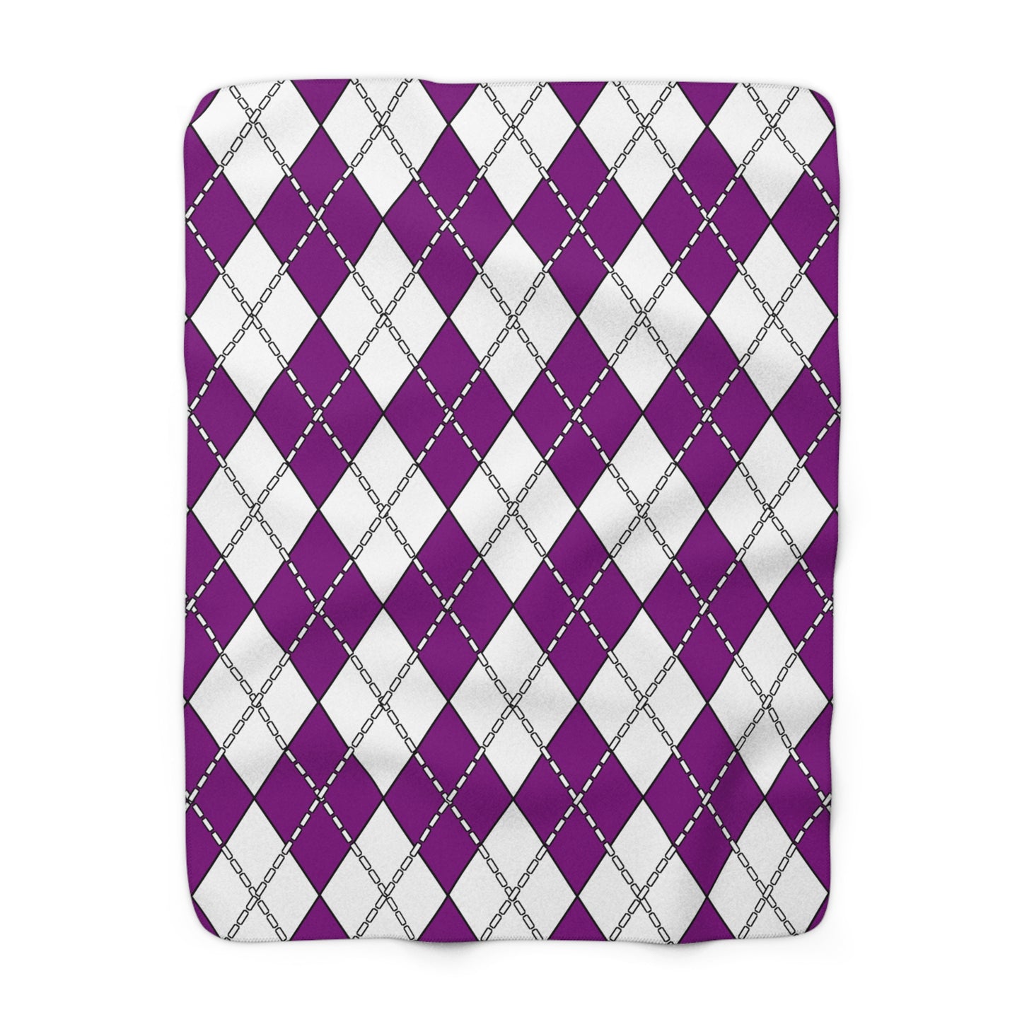 Purple, White Retro Argyle Blanket Throw