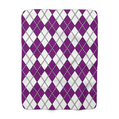 Purple, White Retro Argyle Blanket Throw
