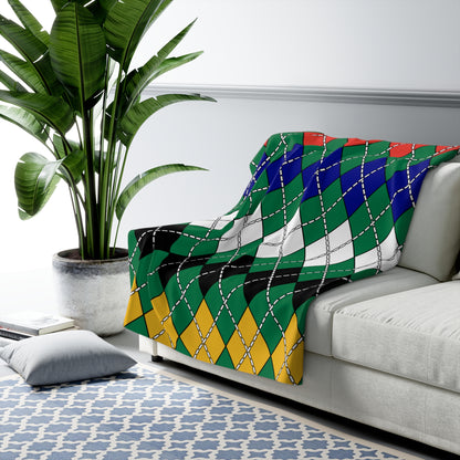 South Africa Retro Argyle Blanket Throw