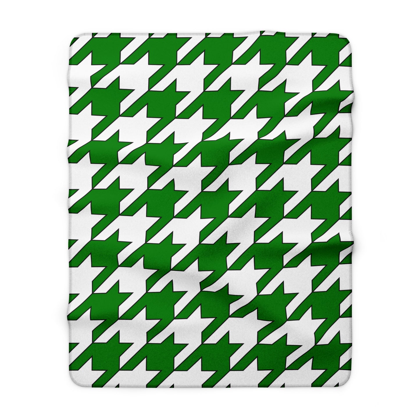 Green, White Retro Houndstooth Blanket Throw