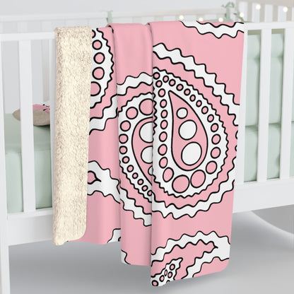 Pink, White Retro Paisley Blanket Throw
