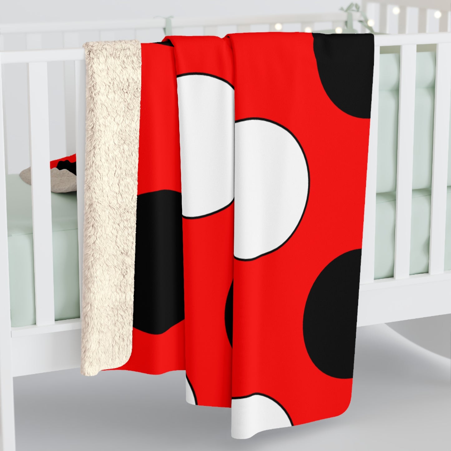 Red, Black, White Retro Polka Dots Blanket Throw