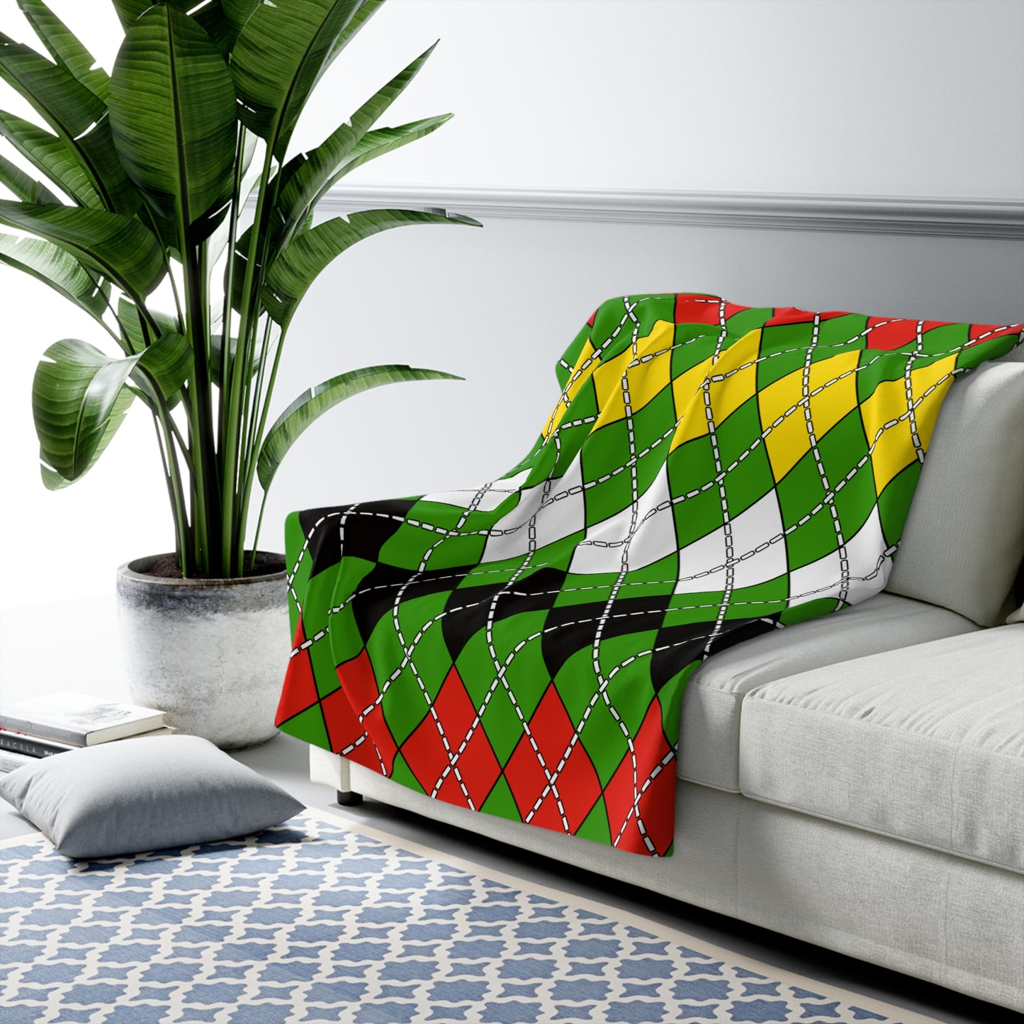Guyana Retro Argyle Blanket Throw