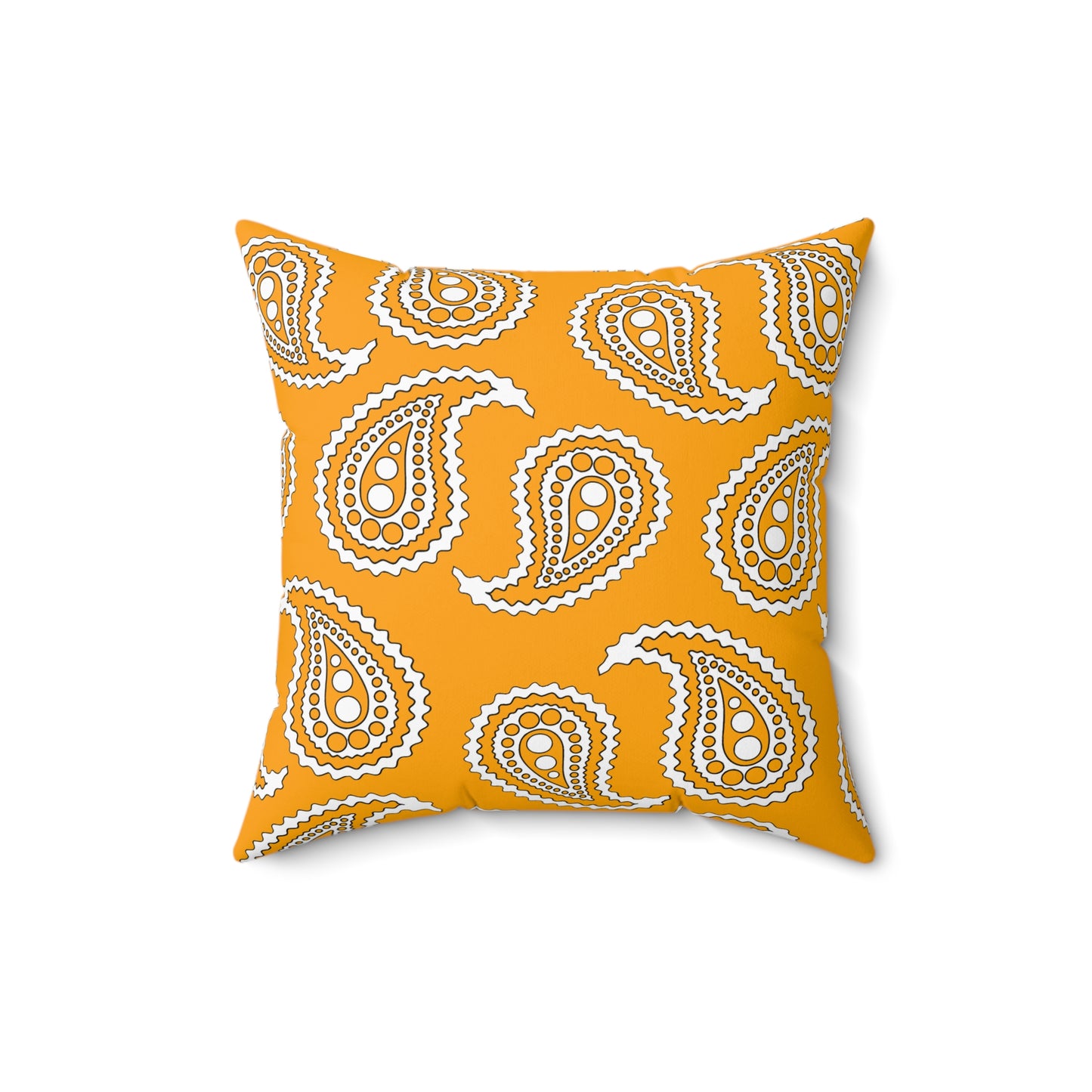 Orange, White Retro Paisley Cushion Pillow