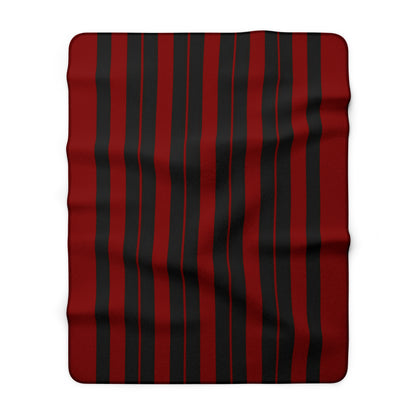 Maroon, Black Retro Stripes Blanket Throw