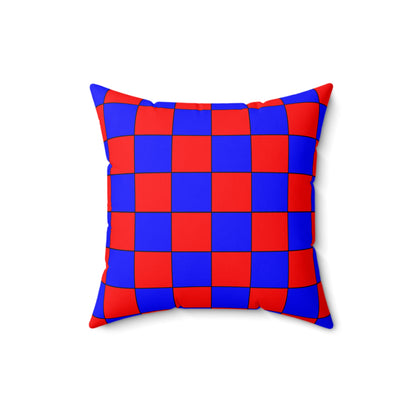 Red, Blue Retro Check Cushion Pillow