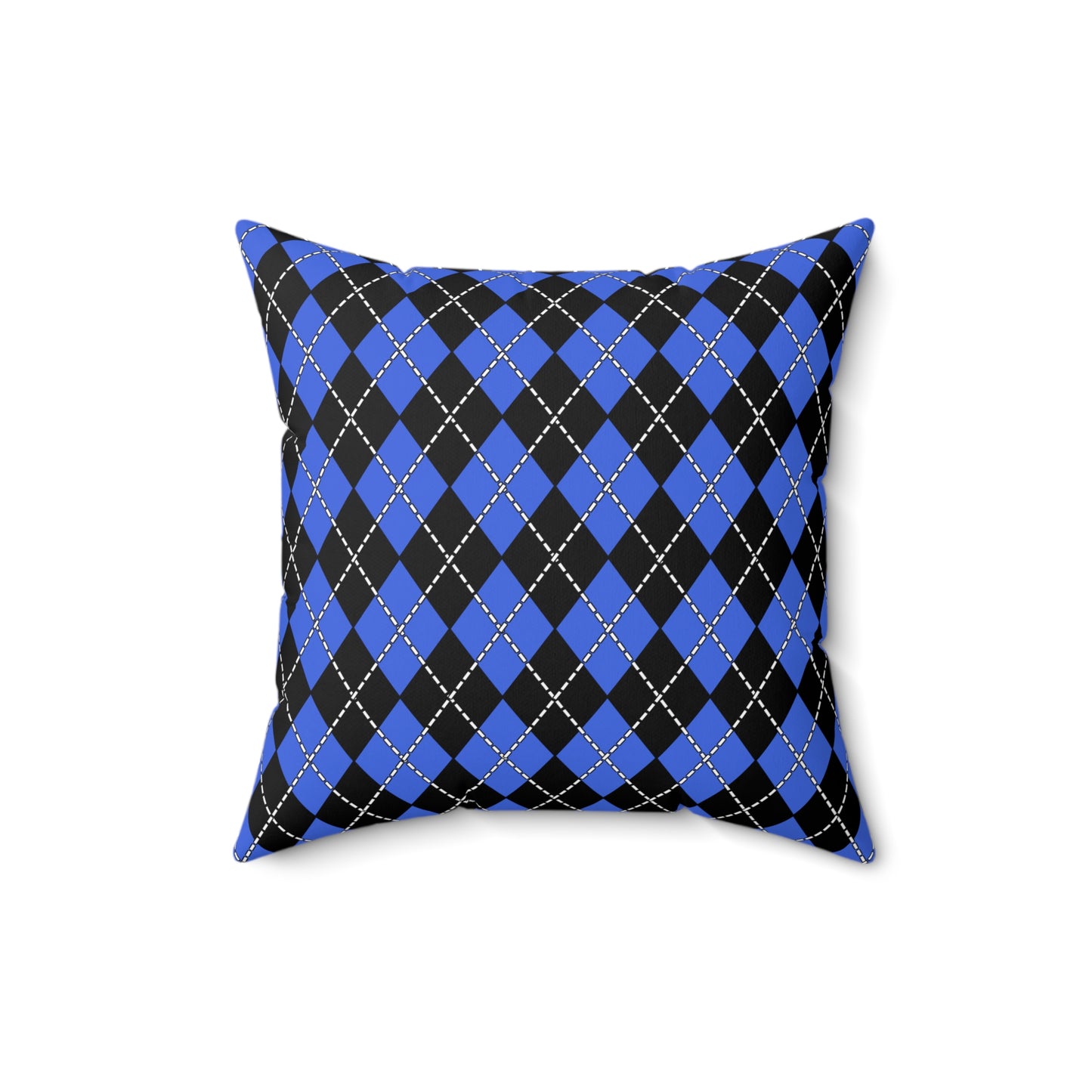 Royal Blue, Black Retro Argyle Cushion Pillow