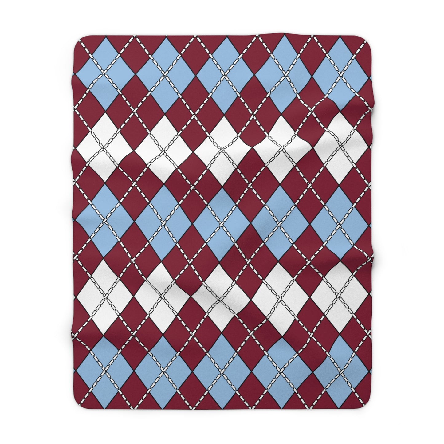 Claret, Blue, White Retro Argyle Blanket Throw