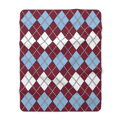 Claret, Blue, White Retro Argyle Blanket Throw