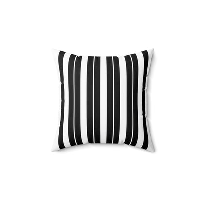 White, Black Retro Stripes Cushion Pillow