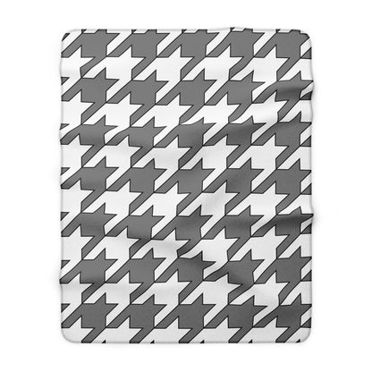 Grey, White Retro Houndstooth Blanket Throw
