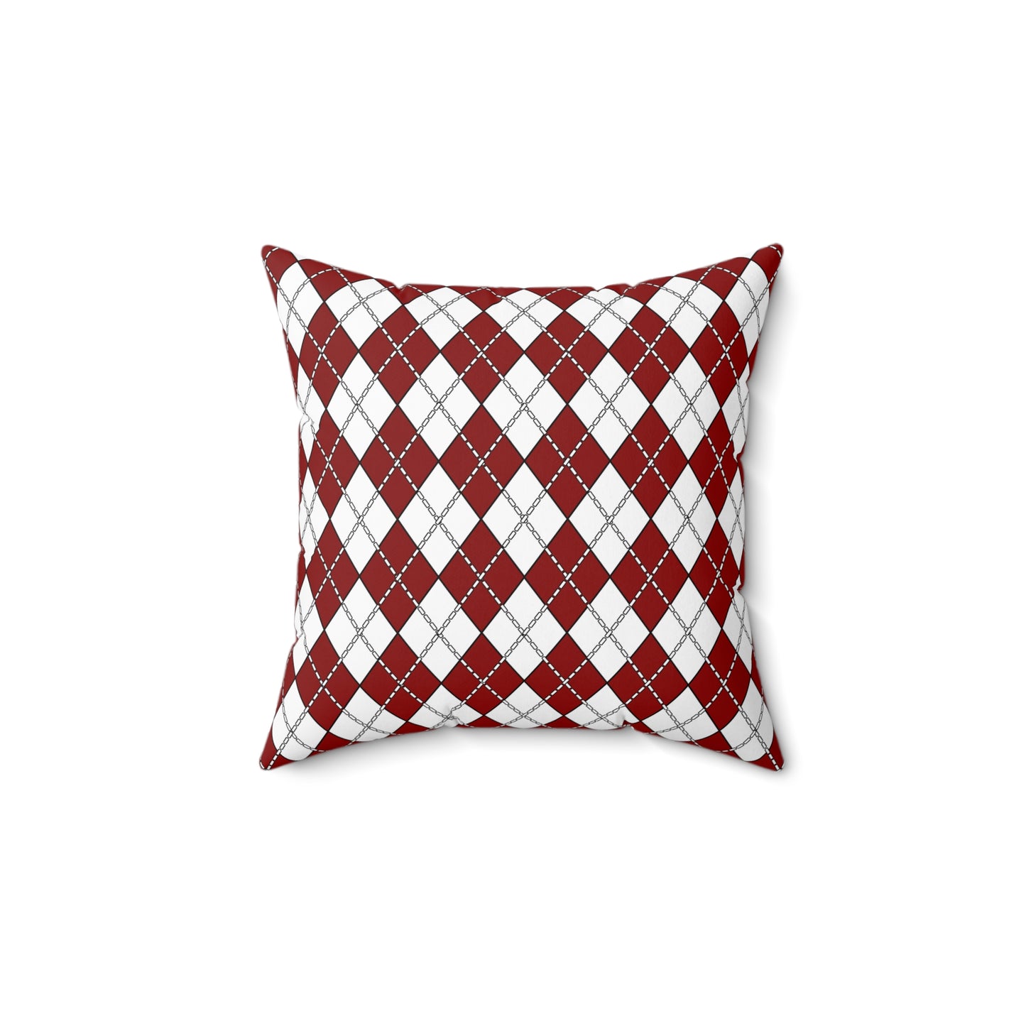 Dark Red, White Retro Argyle Cushion Pillow