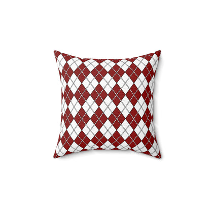 Dark Red, White Retro Argyle Cushion Pillow