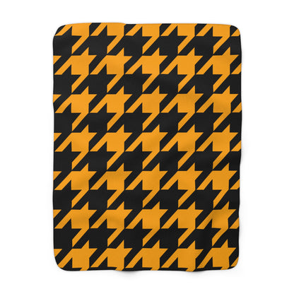 Orange, Black Retro Houndstooth Blanket Throw