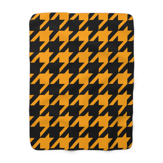 Orange, Black Retro Houndstooth Blanket Throw