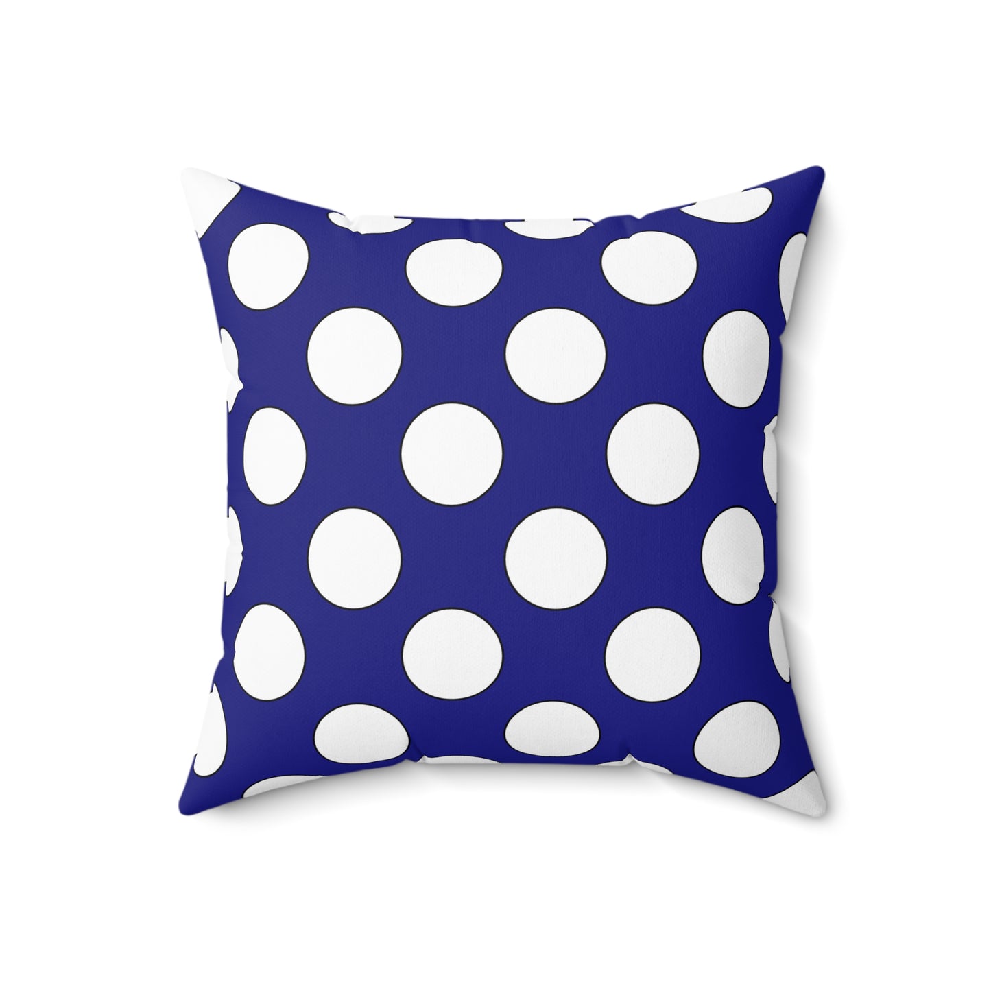 Navy Blue, White Retro Polka Dots Cushion Pillow