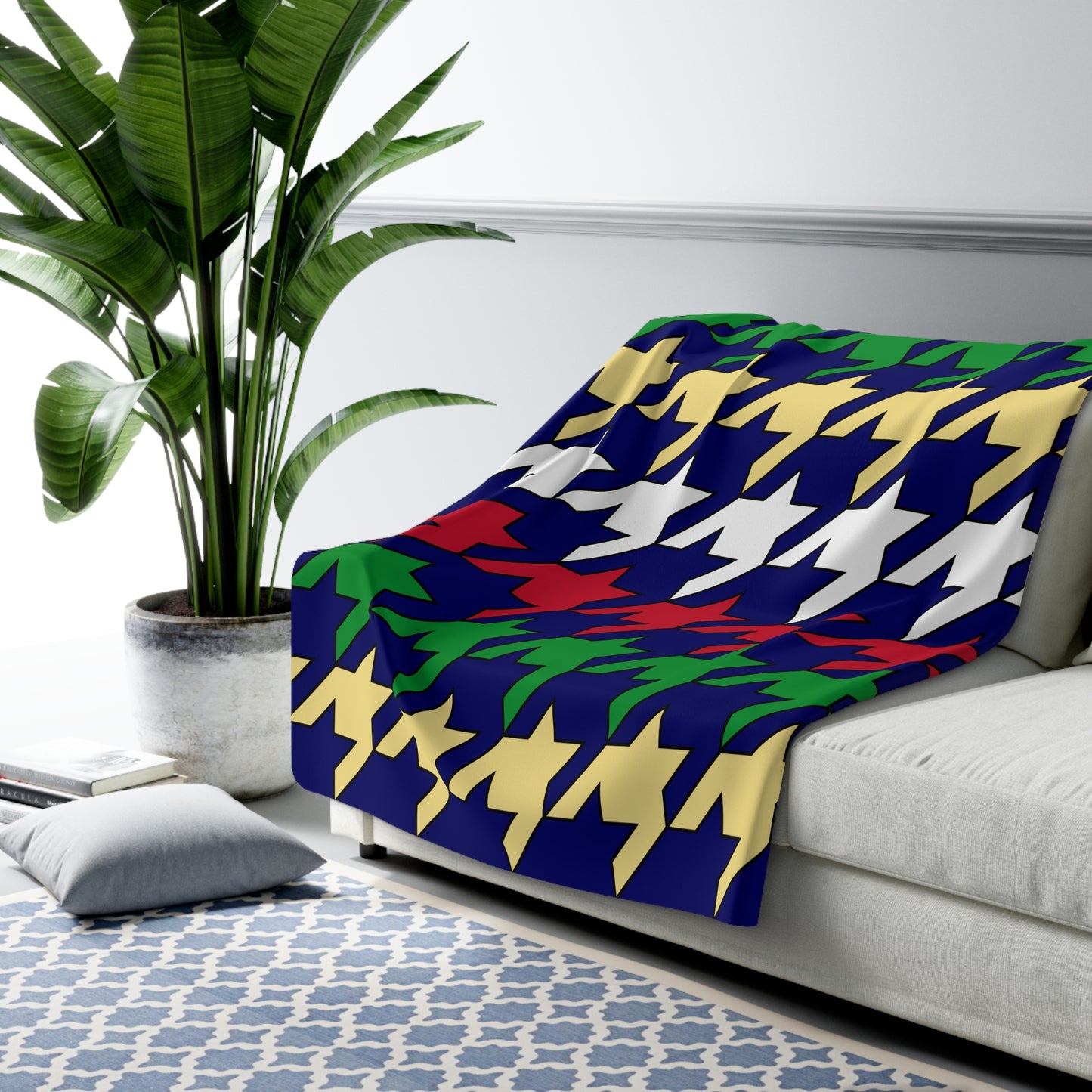 Cayman Islands Retro Houndstooth Blanket Throw