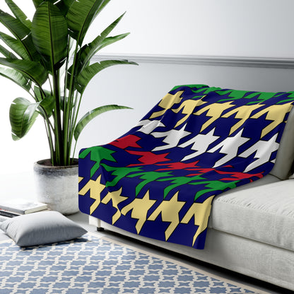 Cayman Islands Retro Houndstooth Blanket Throw