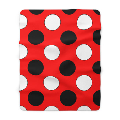 Red, Black, White Retro Polka Dots Blanket Throw