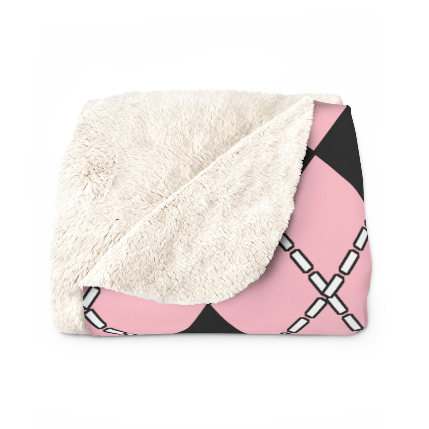 Pink, Black Retro Argyle Blanket Throw