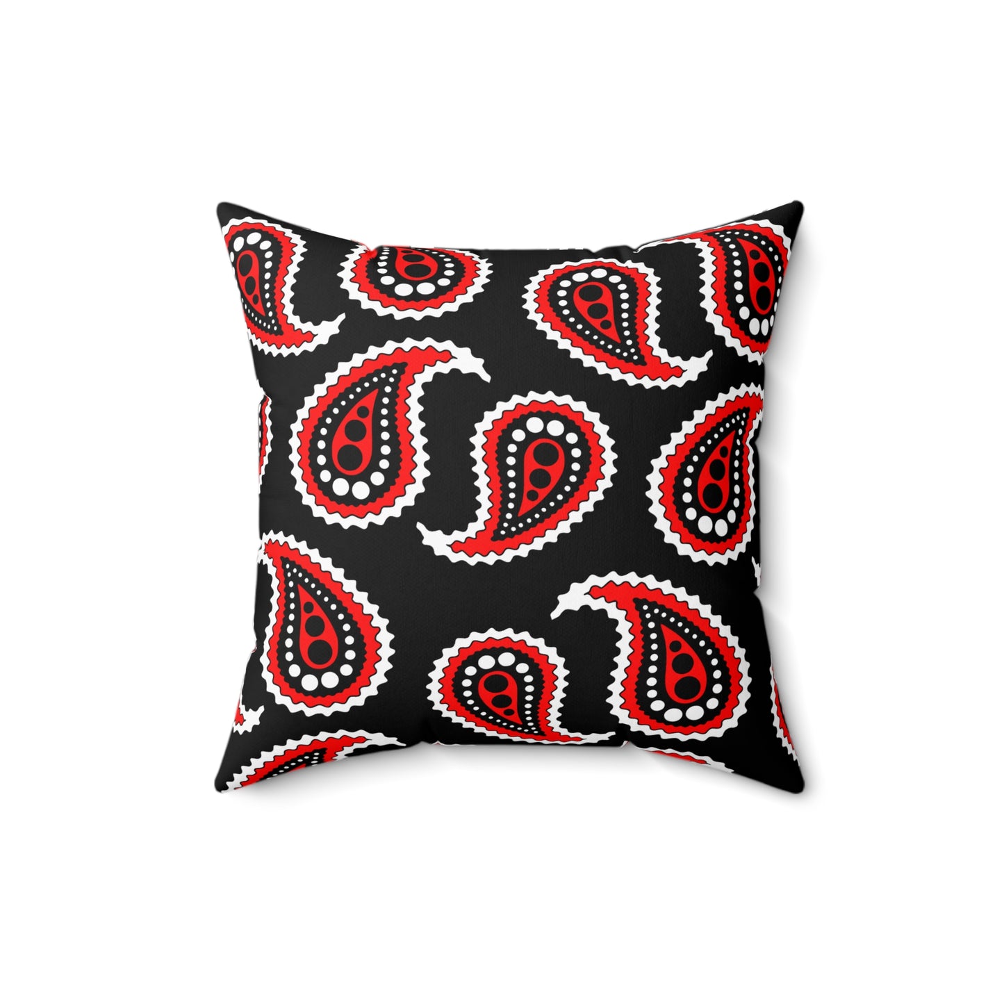 Black, White, Red Retro Paisley Cushion Pillow