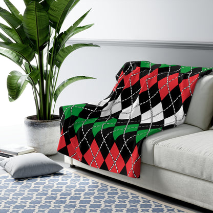 Palestine Retro Argyle Blanket Throw