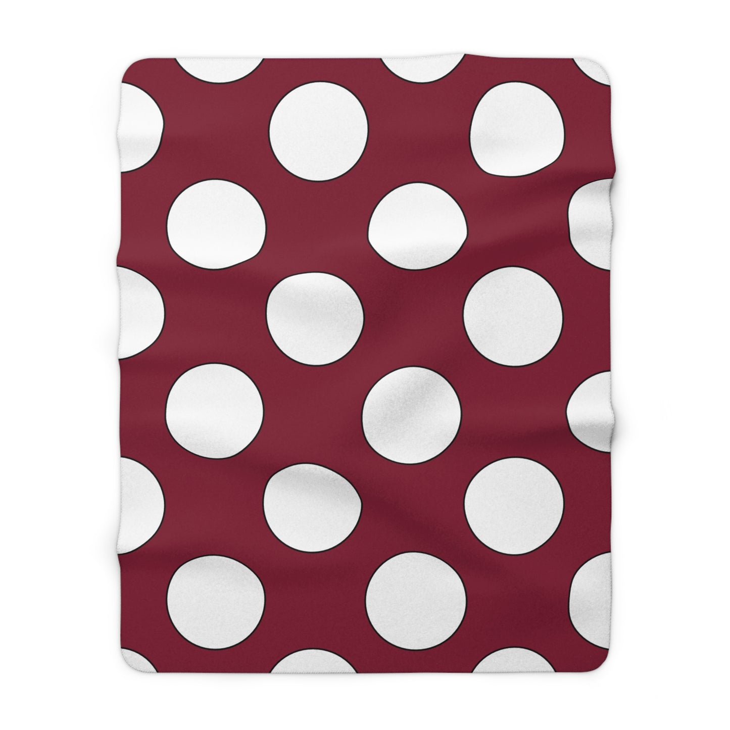 Claret, White Retro Polka Dots Blanket Throw
