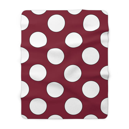 Claret, White Retro Polka Dots Blanket Throw