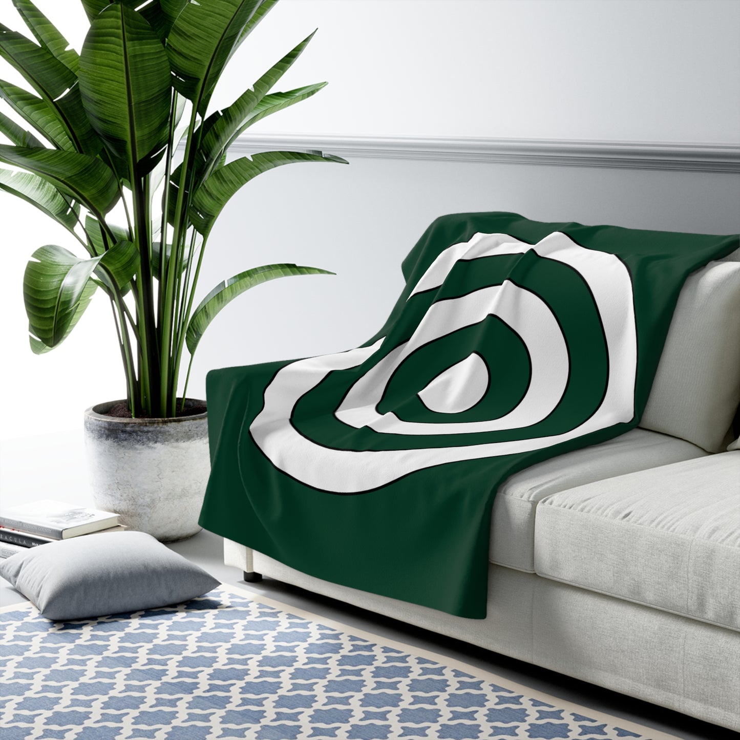 Dark Green, White Retro Target Blanket Throw