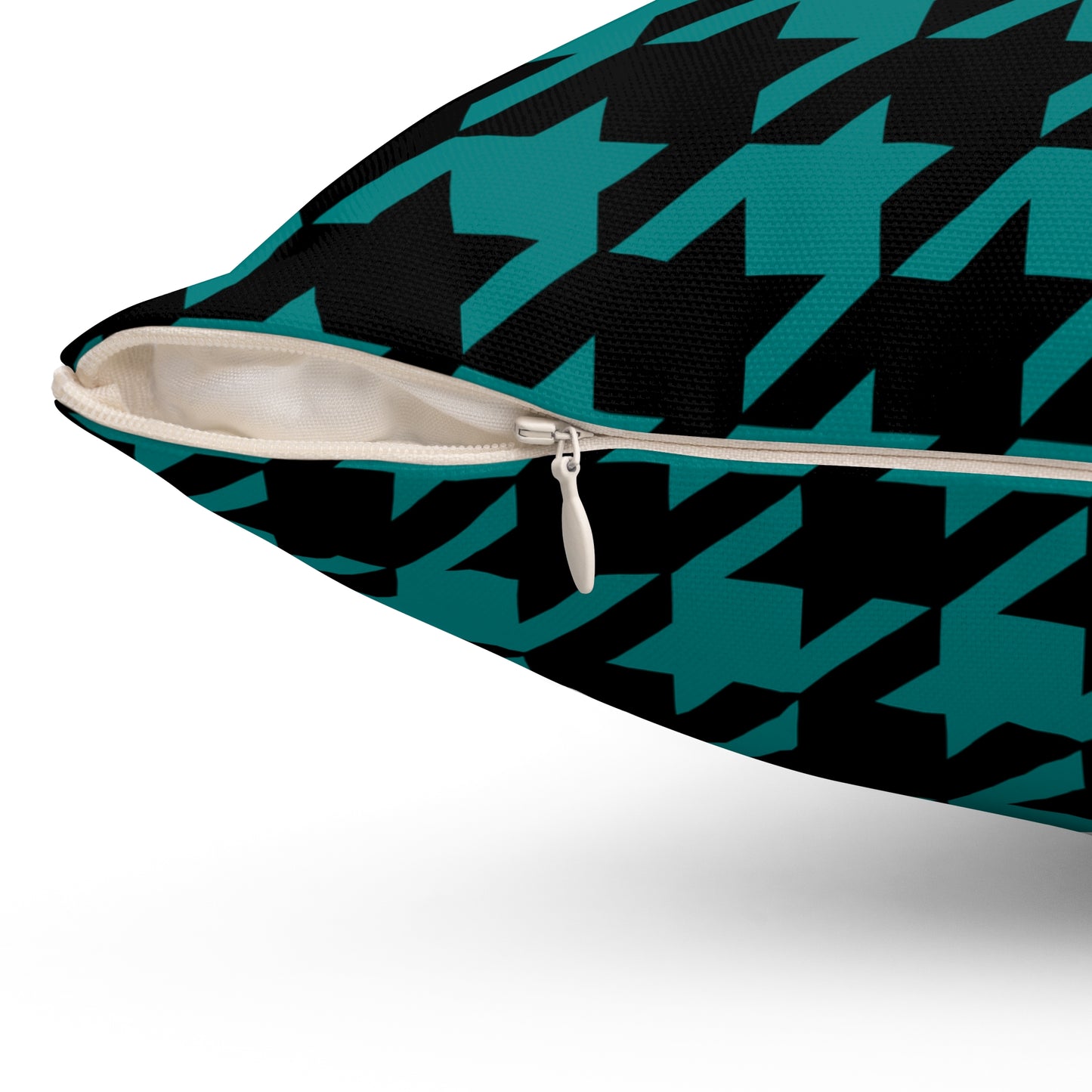 Teal, Black Retro Houndstooth Cushion Pillow