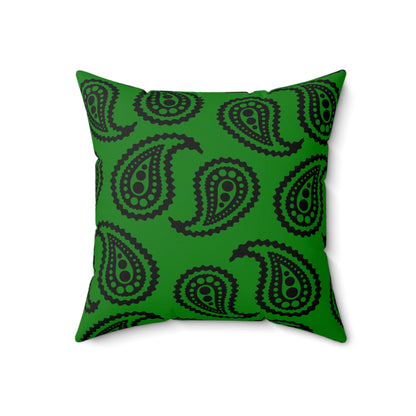 Green, Black Retro Paisley Cushion Pillow