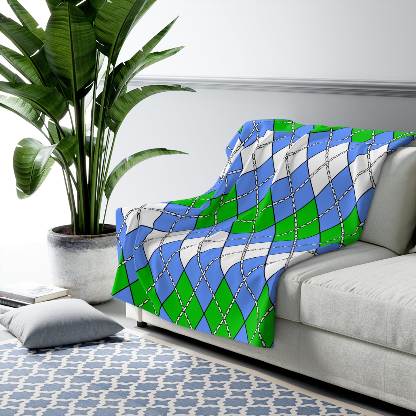 Djibouti Retro Argyle Blanket Throw